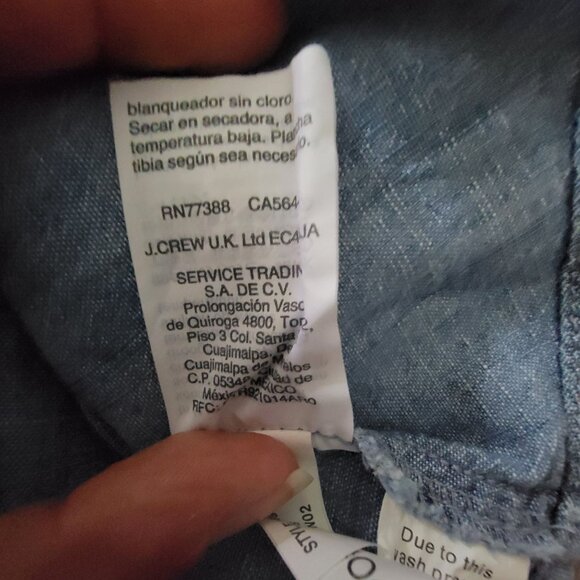 Madewell Womens Blue Short Sleeve Button-Down Peplum Top S Cotton Blend Denim Ru - Picture 8 of 15